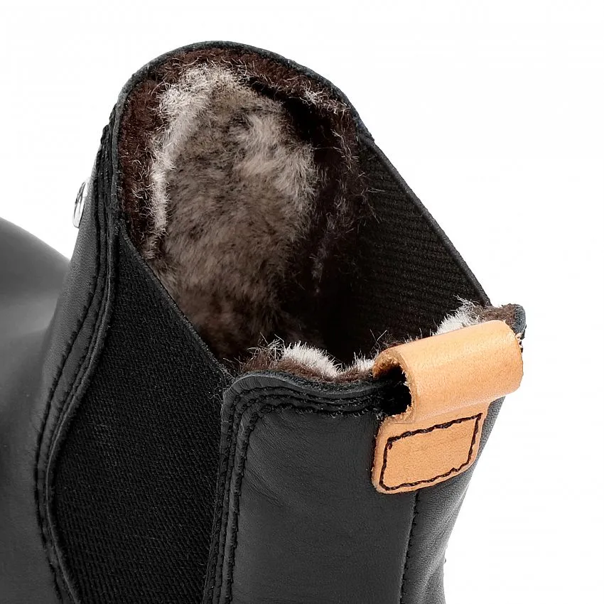 PANAMA JACK PIA TRAV LEATHER ANKLE BOOTS IN BLACK NAPPA