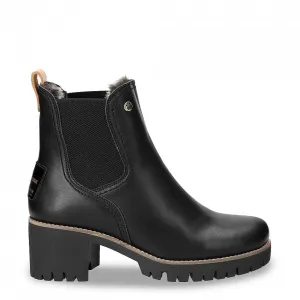 PANAMA JACK PIA TRAV LEATHER ANKLE BOOTS IN BLACK NAPPA