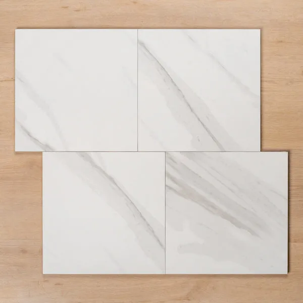 Perisher White Marble Matt Rectified Porcelain GP Tile 300x300mm