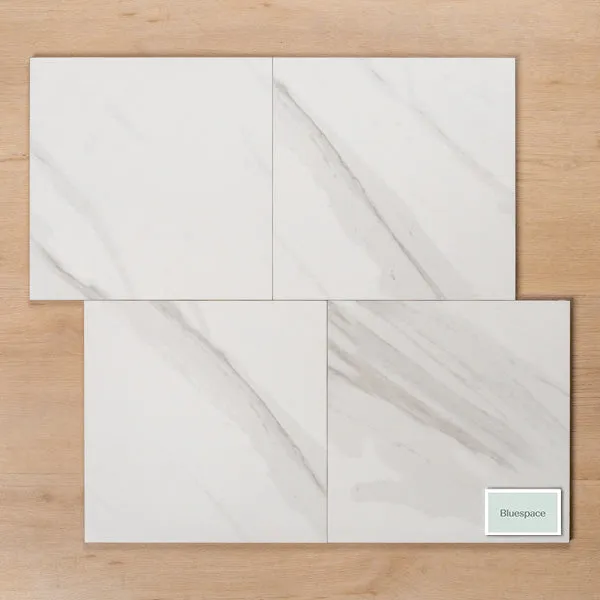 Perisher White Marble Matt Rectified Porcelain GP Tile 300x300mm