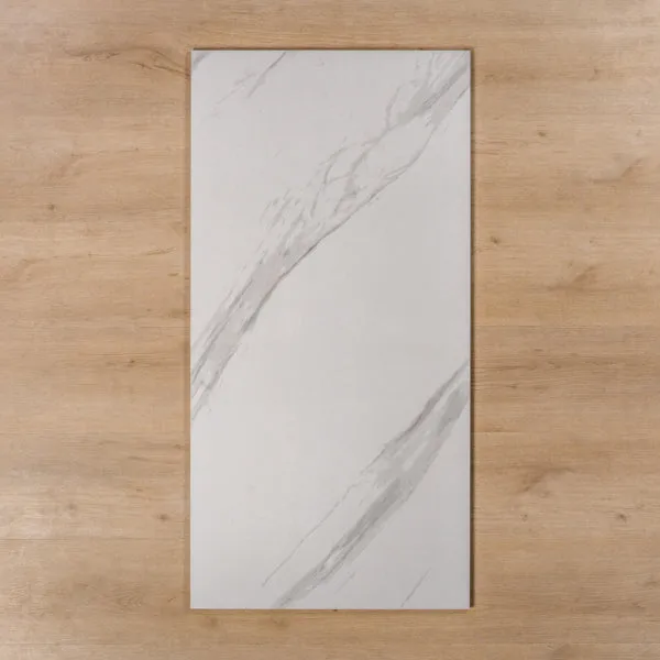Perisher White Marble Matt Rectified Porcelain Tile 600x1200mm