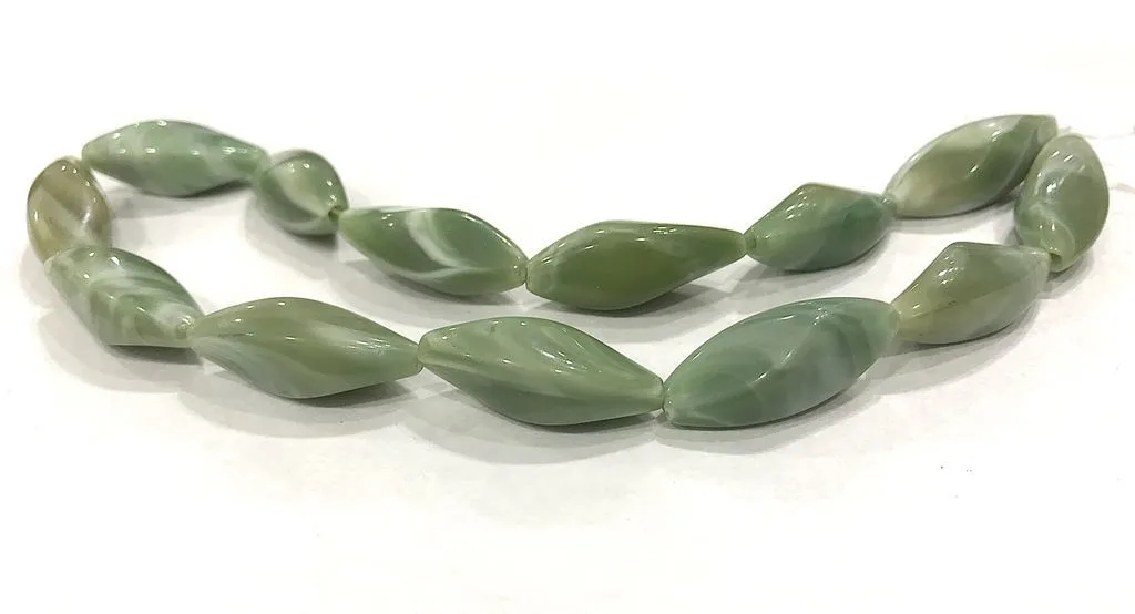 Sea Green Marble Look Uneven Eye Plastic Beads