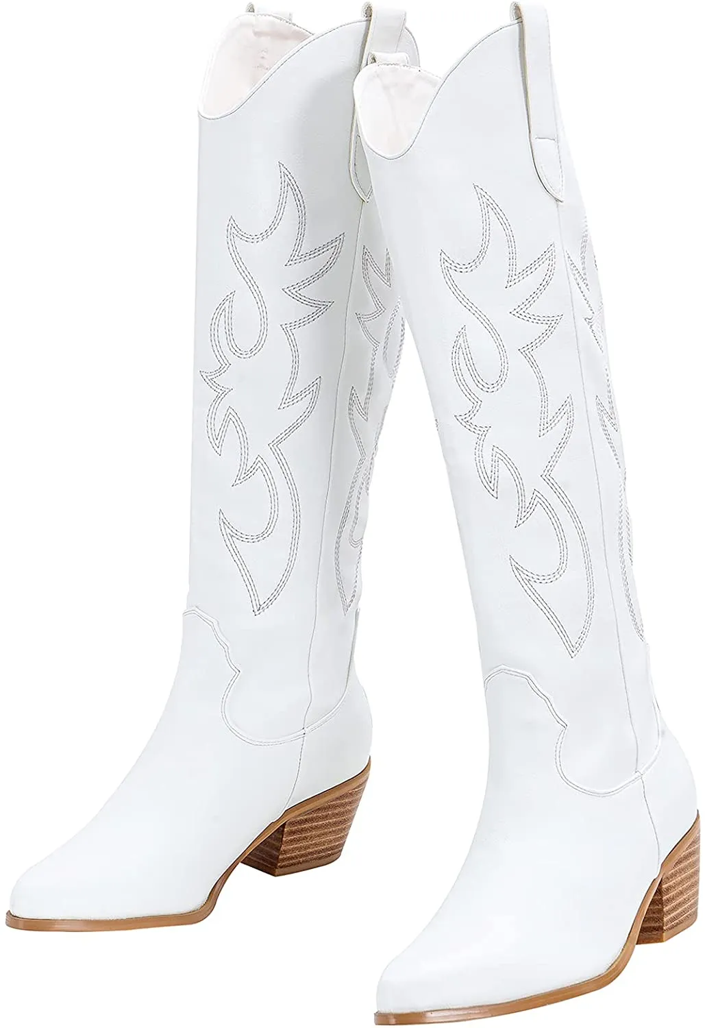 Sophisticated White Pointed Toe Cowgirl Boots