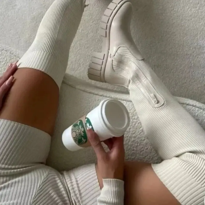 Thigh High Stretch Knit Boots kodez