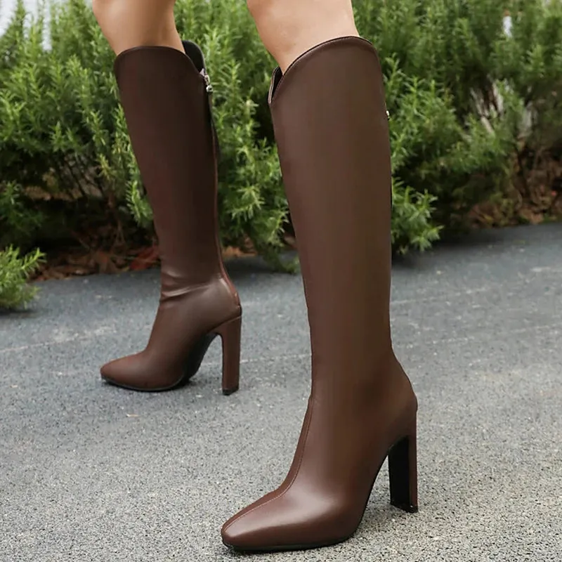 Trend4us Women's Modern Chic High Heel Knee-High Boots