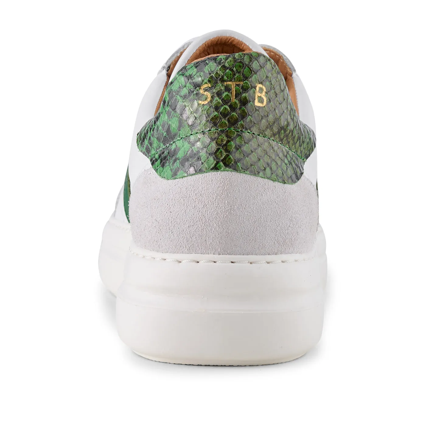 Vinca sneaker leather - WHITE/GREEN MULTI