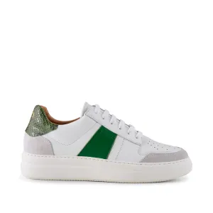 Vinca sneaker leather - WHITE/GREEN MULTI