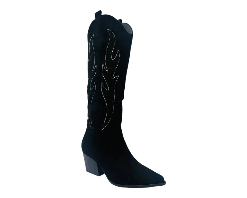 Western Cowboy Faux Suede Knee High Boots