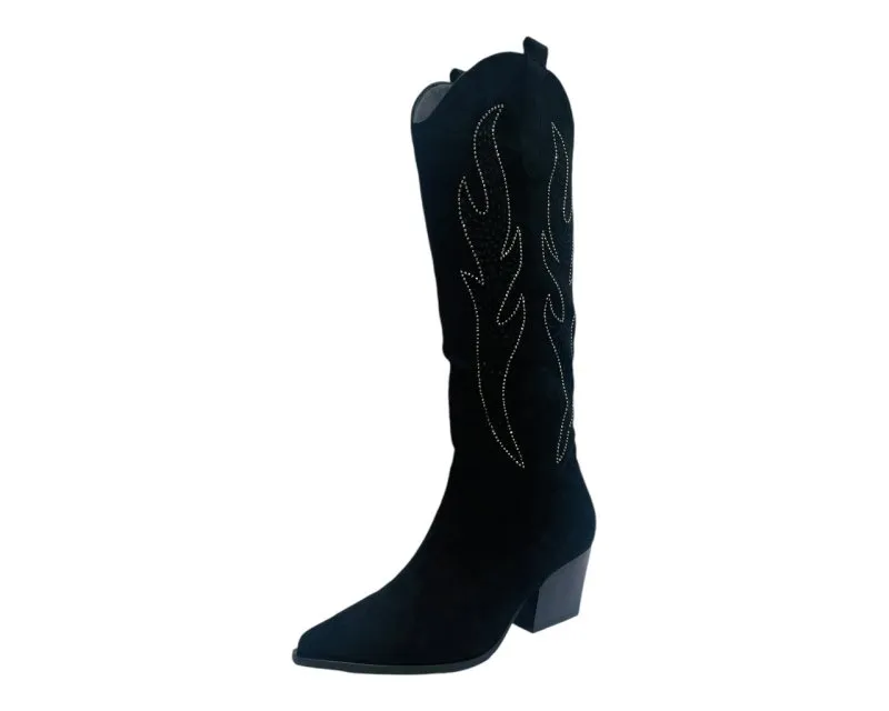 Western Cowboy Faux Suede Knee High Boots