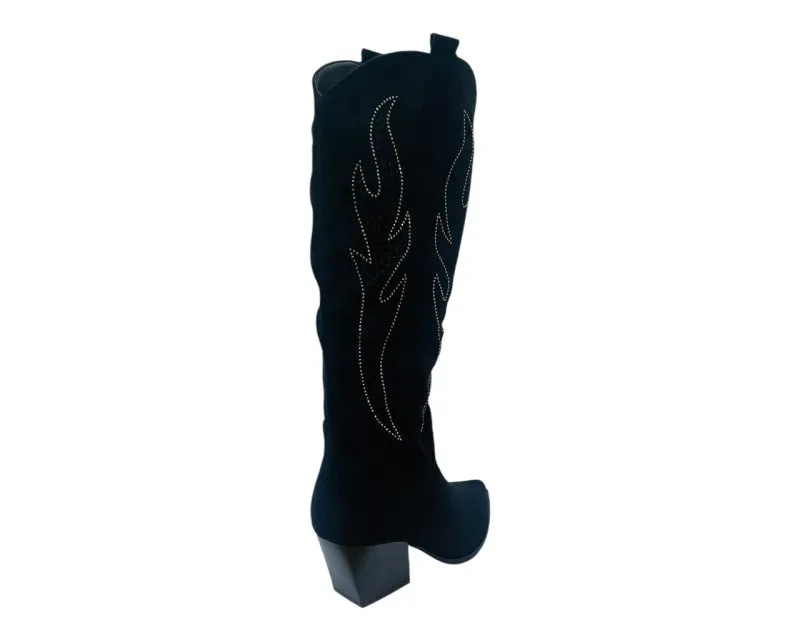 Western Cowboy Faux Suede Knee High Boots