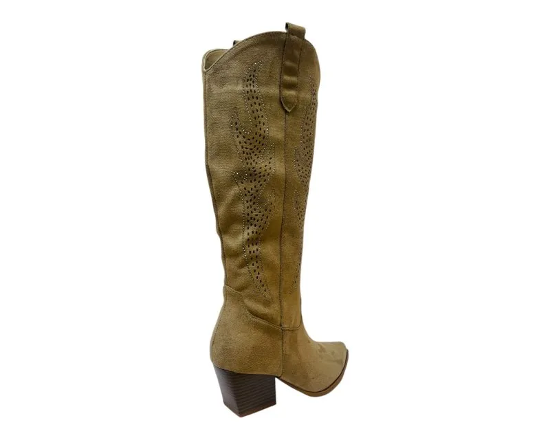 Western Cowboy Faux Suede Knee High Boots